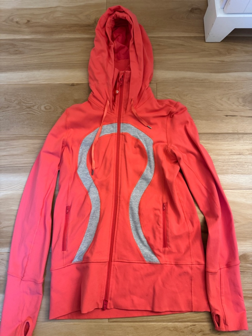 lululemon athletica Coral Zip-Up Hoodie with Grey Logo